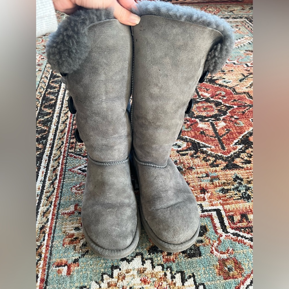 Ugg Tall Bailey 3 Button Boots Gray Size 7 - image 2
